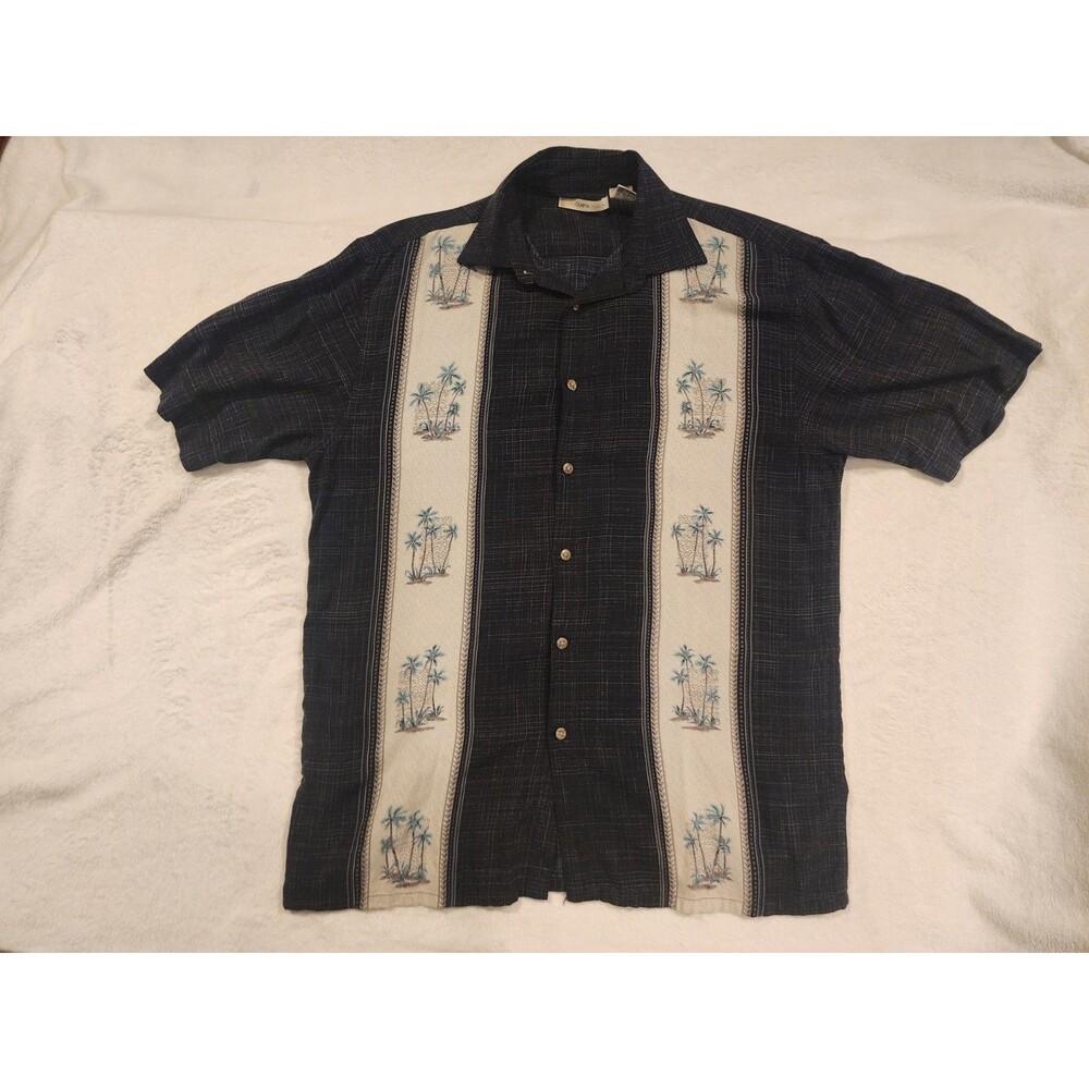 Campia Moda Palm Tree Short sleeve Button Up black  size M